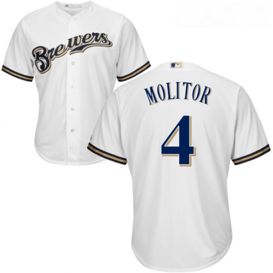 Youth Majestic Milwaukee Brewers 4 Paul Molitor Replica White Home Cool Base MLB Jersey Youth Majestic Milwaukee Brewers 4 Paul Molitor Replica White Home Cool Base MLB Jersey
