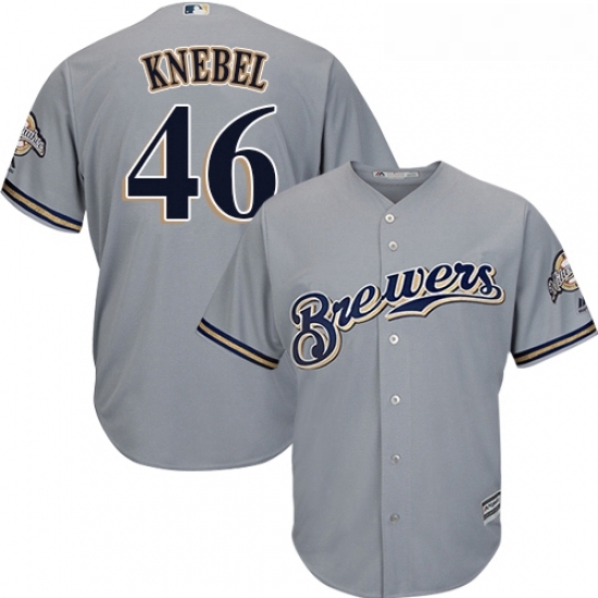 Youth Majestic Milwaukee Brewers 46 Corey Knebel Replica Grey Road Cool Base MLB Jersey Youth Majestic Milwaukee Brewers 46 Corey Knebel Replica Grey Road Cool Base MLB Jersey