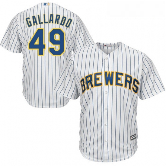 Youth Majestic Milwaukee Brewers 49 Yovani Gallardo Replica White Alternate Cool Base MLB Jersey Youth Majestic Milwaukee Brewers 49 Yovani Gallardo Replica White Alternate Cool Base MLB Jersey