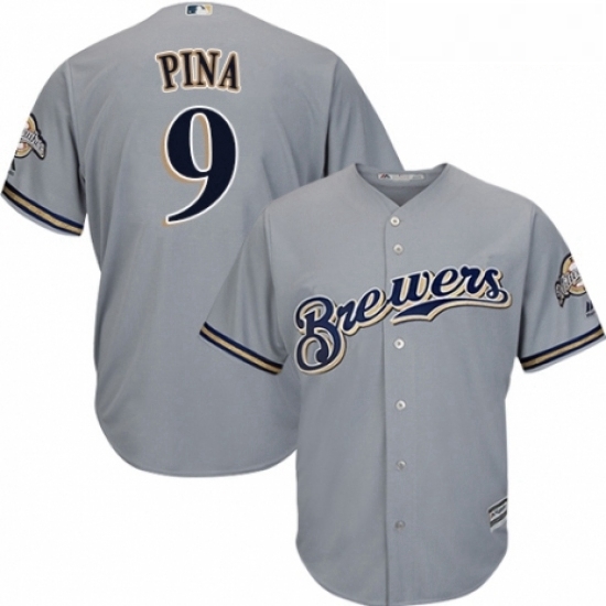 Youth Majestic Milwaukee Brewers 9 Manny Pina Replica Grey Road Cool Base MLB Jersey Youth Majestic Milwaukee Brewers 9 Manny Pina Replica Grey Road Cool Base MLB Jersey