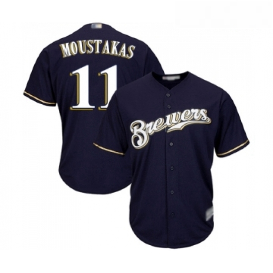 Youth Milwaukee Brewers 11 Mike Moustakas Replica Navy Blue Alternate Cool Base Baseball Jersey Youth Milwaukee Brewers 11 Mike Moustakas Replica Navy Blue Alternate Cool Base Baseball Jersey