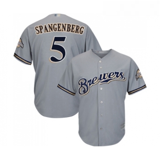 Youth Milwaukee Brewers 5 Cory Spangenberg Replica Grey Road Cool Base Baseball Jersey Youth Milwaukee Brewers 5 Cory Spangenberg Replica Grey Road Cool Base Baseball Jersey
