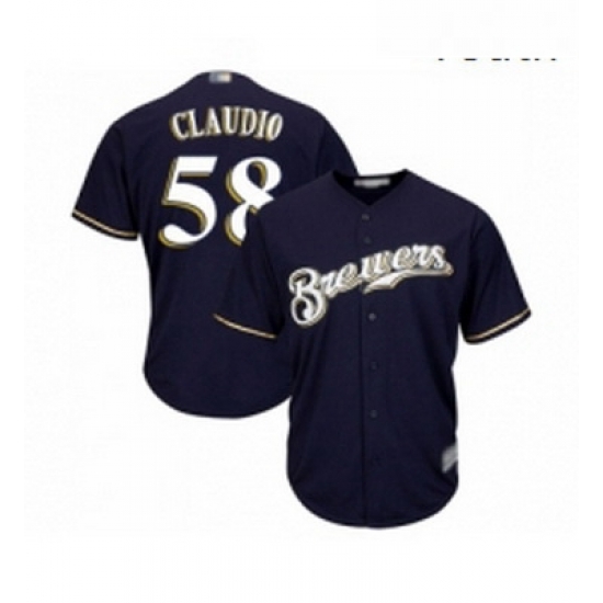 Youth Milwaukee Brewers 58 Alex Claudio Replica Navy Blue Alternate Cool Base Baseball Jersey Youth Milwaukee Brewers 58 Alex Claudio Replica Navy Blue Alternate Cool Base Baseball Jersey