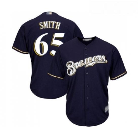 Youth Milwaukee Brewers 65 Burch Smith Replica Navy Blue Alternate Cool Base Baseball Jersey Youth Milwaukee Brewers 65 Burch Smith Replica Navy Blue Alternate Cool Base Baseball Jersey