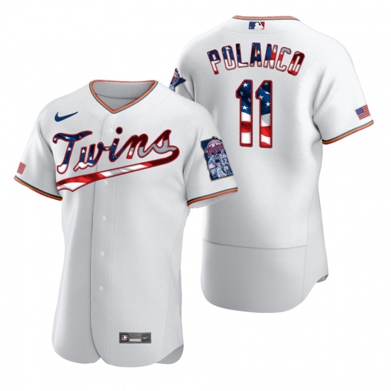 Men Minnesota Twins 11 Jorge Polanco Men Nike White Fluttering USA Flag Limited Edition Flex Base MLB Jersey Men Minnesota Twins 11 Jorge Polanco Men Nike White Fluttering USA Flag Limited Edition Flex Base MLB Jersey