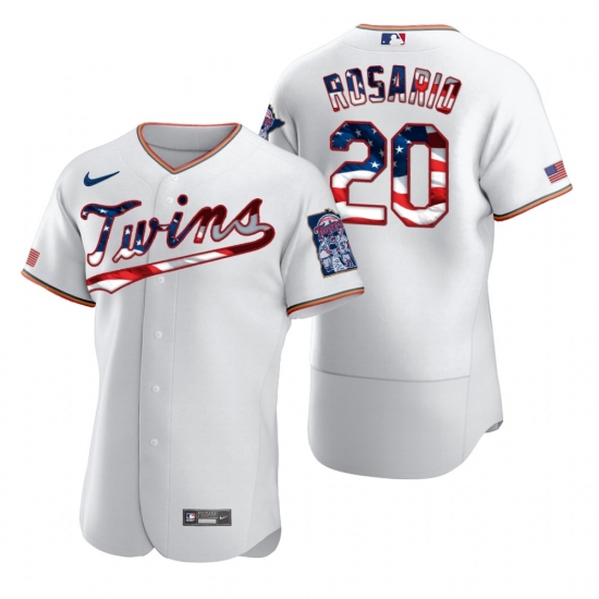Men Minnesota Twins 20 Eddie Rosario Men Nike White Fluttering USA Flag Limited Edition Flex Base MLB Jersey Men Minnesota Twins 20 Eddie Rosario Men Nike White Fluttering USA Flag Limited Edition Flex Base MLB Jersey