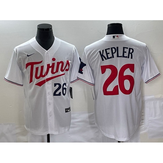 Men Minnesota Twins 26 Max Kepler White Cool Base With Patch Stitched Baseball Jersey Men Minnesota Twins 26 Max Kepler White Cool Base With Patch Stitched Baseball Jersey