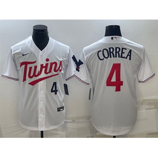 Men Minnesota Twins 4 Carlos Correa White Cool Base Stitched Jersey Men Minnesota Twins 4 Carlos Correa White Cool Base Stitched Jersey