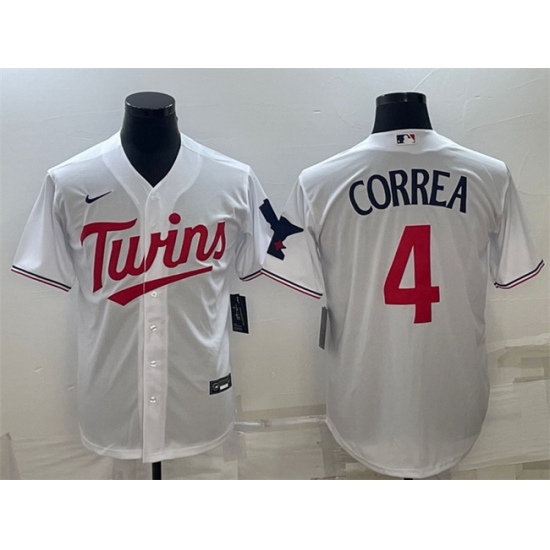 Men Minnesota Twins 4 Carlos Correa White Cool Base Stitched Jerseys Men Minnesota Twins 4 Carlos Correa White Cool Base Stitched Jerseys