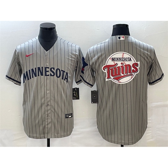 Men Minnesota Twins Gray Team Big Logo Cool Base Stitched Jersey Men Minnesota Twins Gray Team Big Logo Cool Base Stitched Jersey