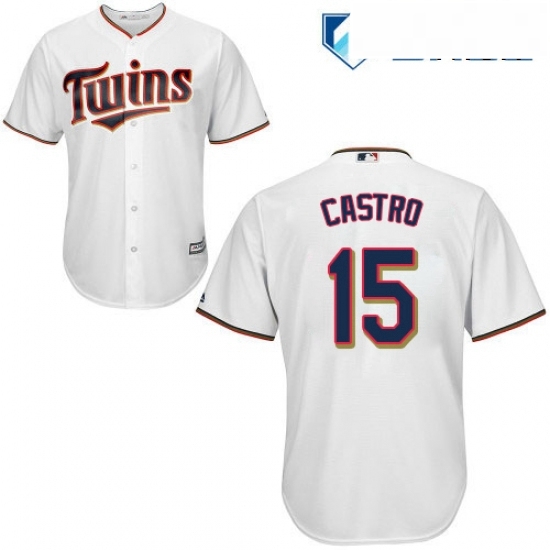 Mens Majestic Minnesota Twins 15 Jason Castro Replica White Home Cool Base MLB Jersey Mens Majestic Minnesota Twins 15 Jason Castro Replica White Home Cool Base MLB Jersey
