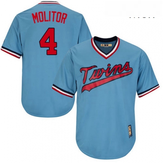 Mens Majestic Minnesota Twins 4 Paul Molitor Authentic Light Blue Cooperstown MLB Jersey Mens Majestic Minnesota Twins 4 Paul Molitor Authentic Light Blue Cooperstown MLB Jersey