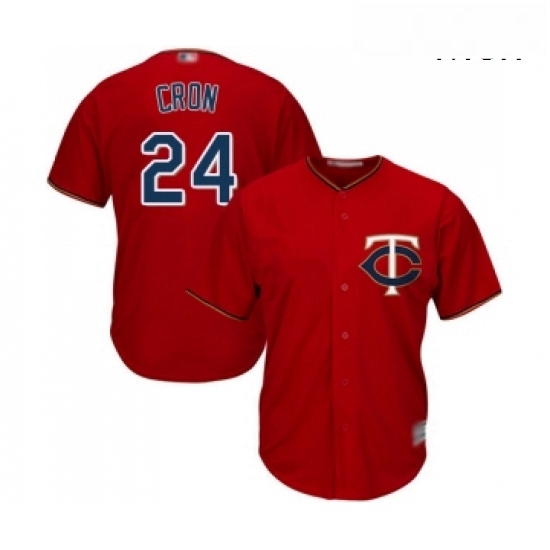 Mens Minnesota Twins 24 C J Cron Replica Scarlet Alternate Cool Base Baseball Jersey 