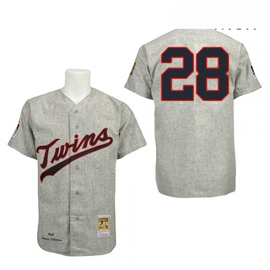 Mens Mitchell and Ness 1969 Minnesota Twins 28 Bert Blyleven Authentic Grey Throwback MLB Jersey Mens Mitchell and Ness 1969 Minnesota Twins 28 Bert Blyleven Authentic Grey Throwback MLB Jersey