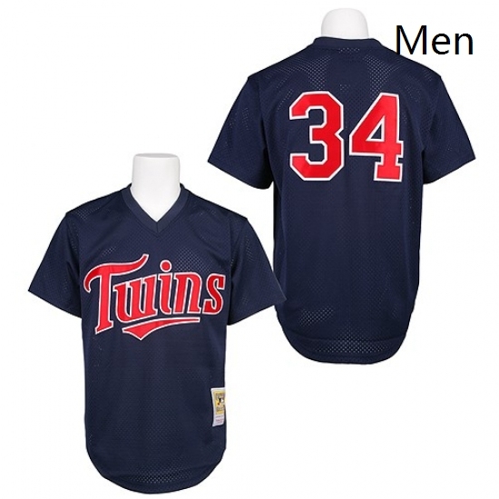 Mens Mitchell and Ness 1991 Minnesota Twins 34 Kirby Puckett Replica Navy Blue Throwback MLB Jersey Mens Mitchell and Ness 1991 Minnesota Twins 34 Kirby Puckett Replica Navy Blue Throwback MLB Jersey