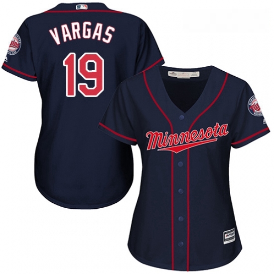 Womens Majestic Minnesota Twins 19 Kennys Vargas Authentic Navy Blue Alternate Road Cool Base MLB Jersey Womens Majestic Minnesota Twins 19 Kennys Vargas Authentic Navy Blue Alternate Road Cool Base MLB Jersey