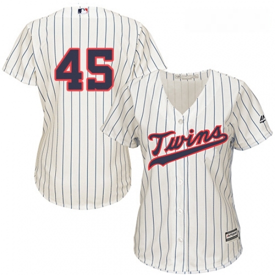 Womens Majestic Minnesota Twins 45 Phil Hughes Authentic Cream Alternate Cool Base MLB Jersey Womens Majestic Minnesota Twins 45 Phil Hughes Authentic Cream Alternate Cool Base MLB Jersey