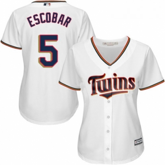 Womens Majestic Minnesota Twins 5 Eduardo Escobar Authentic White Home Cool Base MLB Jersey 