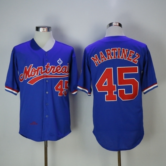 Men Montreal Expos #45 Pedro Martinez Blue Coolbase Stitched Jersey Men Montreal Expos #45 Pedro Martinez Blue Coolbase Stitched Jersey