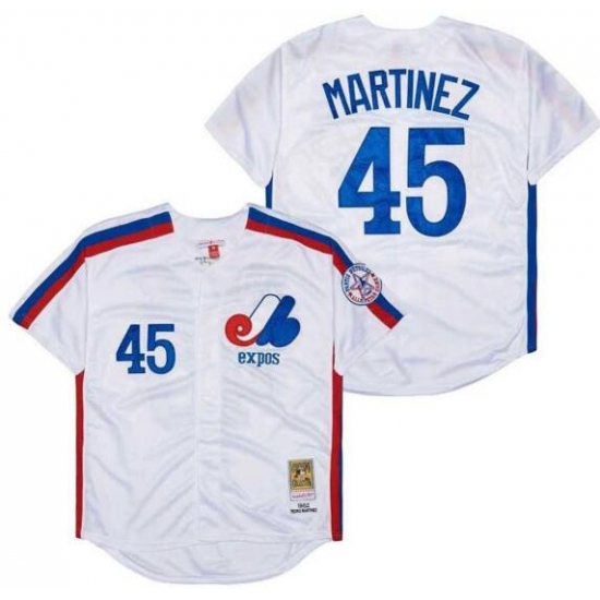 Men Montreal Expos #45 Pedro Martinez White Throwback Jersey Men Montreal Expos #45 Pedro Martinez White Throwback Jersey