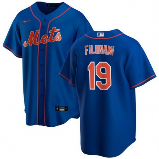 Men New York Mets 19 Shintaro Fujinami Blue Cool Base Stitched Baseball Jersey Men New York Mets 19 Shintaro Fujinami Blue Cool Base Stitched Baseball Jersey