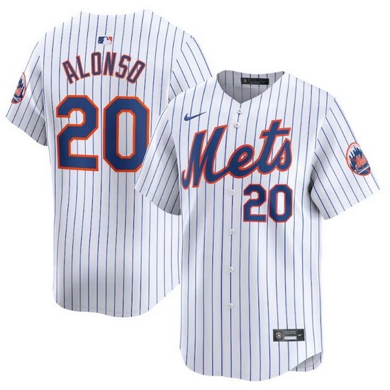 Men New York Mets 20 Pete Alonso White 2024 Home Limited Stitched Baseball Jersey