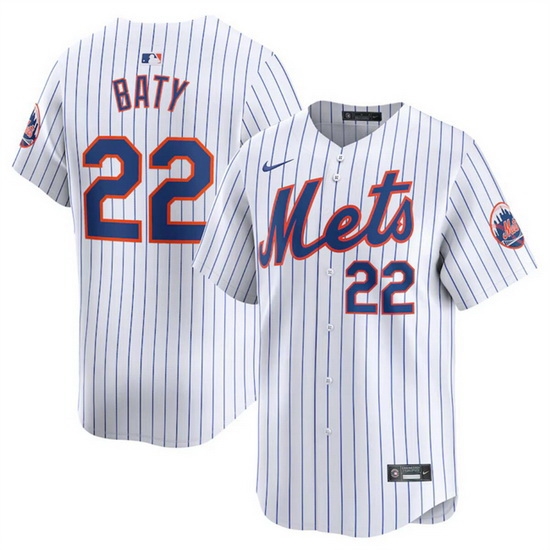 Men New York Mets 22 Brett Baty White 2024 Home Limited Stitched Baseball Jersey Men New York Mets 22 Brett Baty White 2024 Home Limited Stitched Baseball Jersey