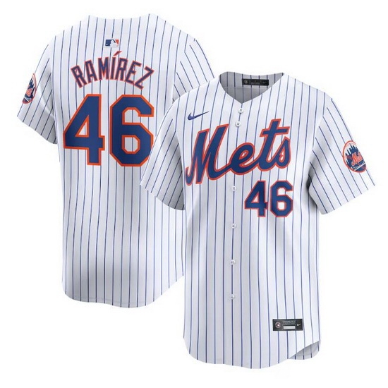 Men New York Mets 46 Yohan Ramirez White 2024 Home Limited Stitched Baseball Jersey Men New York Mets 46 Yohan Ramirez White 2024 Home Limited Stitched Baseball Jersey