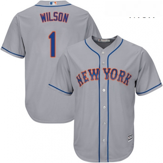 Mens Majestic New York Mets 1 Mookie Wilson Replica Grey Road Cool Base MLB Jersey Mens Majestic New York Mets 1 Mookie Wilson Replica Grey Road Cool Base MLB Jersey