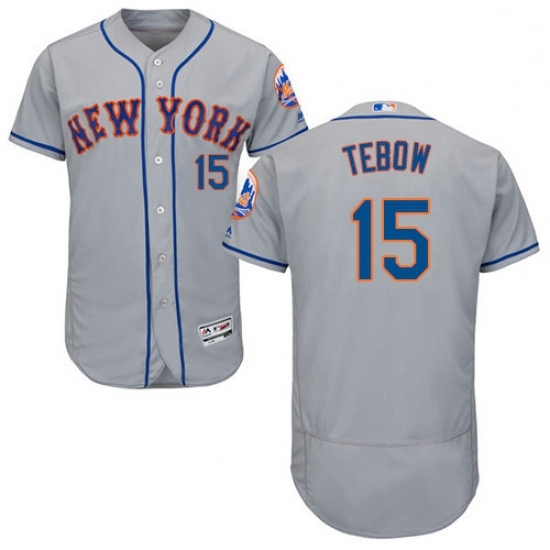 Mens Majestic New York Mets 15 Tim Tebow Grey Flexbase Authentic Collection MLB Jersey Mens Majestic New York Mets 15 Tim Tebow Grey Flexbase Authentic Collection MLB Jersey
