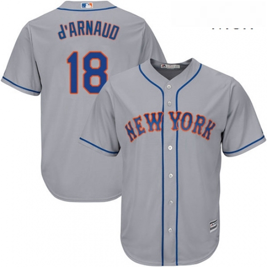 Mens Majestic New York Mets 18 Travis dArnaud Replica Grey Road Cool Base MLB Jersey Mens Majestic New York Mets 18 Travis dArnaud Replica Grey Road Cool Base MLB Jersey