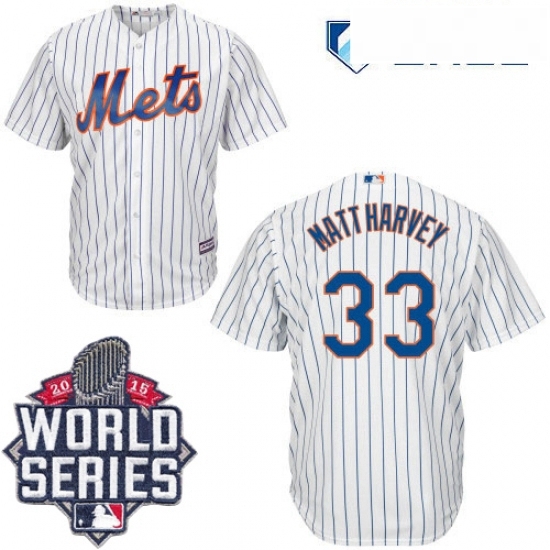 Mens Majestic New York Mets 33 Matt Harvey Authentic White Home Cool Base 2015 World Series MLB Jersey Mens Majestic New York Mets 33 Matt Harvey Authentic White Home Cool Base 2015 World Series MLB Jersey