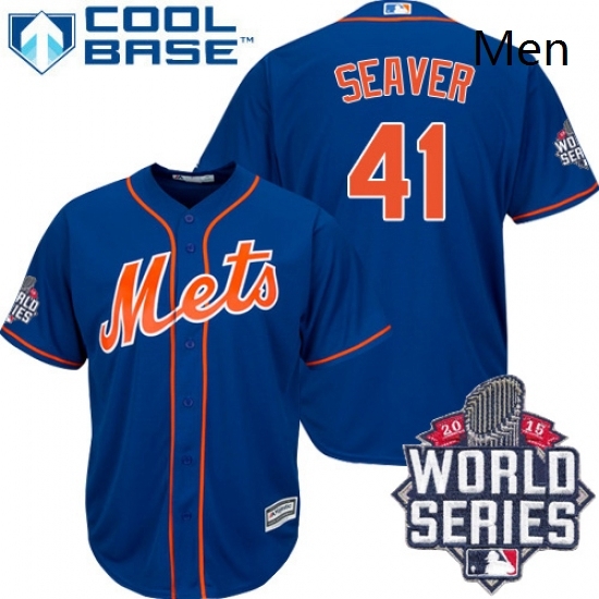 Mens Majestic New York Mets 41 Tom Seaver Authentic Royal Blue Alternate Home Cool Base 2015 World Series MLB Jersey Mens Majestic New York Mets 41 Tom Seaver Authentic Royal Blue Alternate Home Cool Base 2015 World Series MLB Jersey