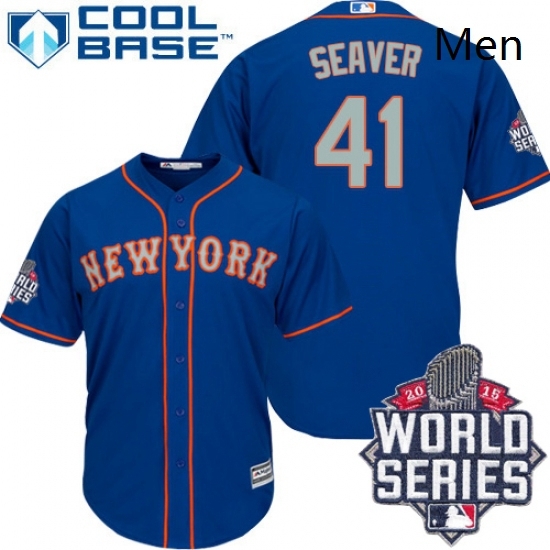 Mens Majestic New York Mets 41 Tom Seaver Replica Royal Blue Alternate Road Cool Base 2015 World Series MLB Jersey Mens Majestic New York Mets 41 Tom Seaver Replica Royal Blue Alternate Road Cool Base 2015 World Series MLB Jersey