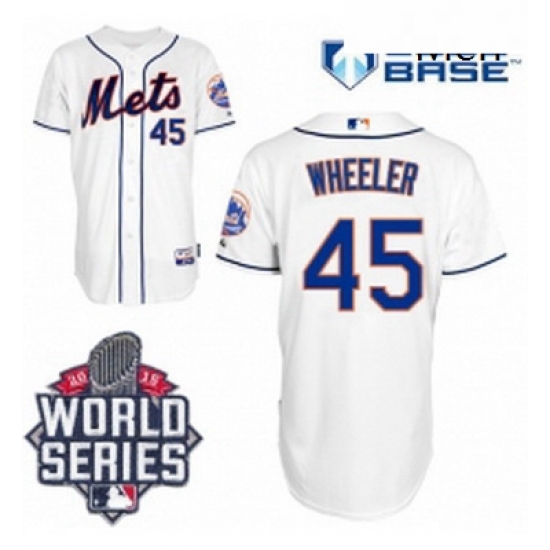 Mens Majestic New York Mets 45 Zack Wheeler Authentic White Alternate Cool Base 2015 World Series MLB Jersey Mens Majestic New York Mets 45 Zack Wheeler Authentic White Alternate Cool Base 2015 World Series MLB Jersey