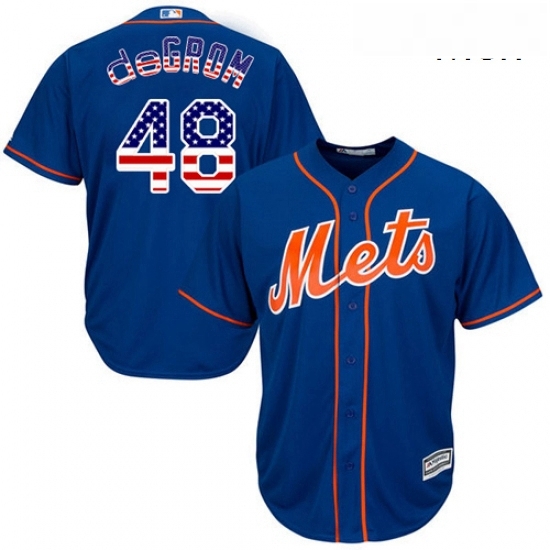 Mens Majestic New York Mets 48 Jacob DeGrom Authentic Royal Blue USA Flag Fashion MLB Jersey Mens Majestic New York Mets 48 Jacob DeGrom Authentic Royal Blue USA Flag Fashion MLB Jersey
