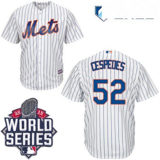 Mens Majestic New York Mets 52 Yoenis Cespedes Authentic White Home Cool Base 2015 World Series MLB Jersey Mens Majestic New York Mets 52 Yoenis Cespedes Authentic White Home Cool Base 2015 World Series MLB Jersey