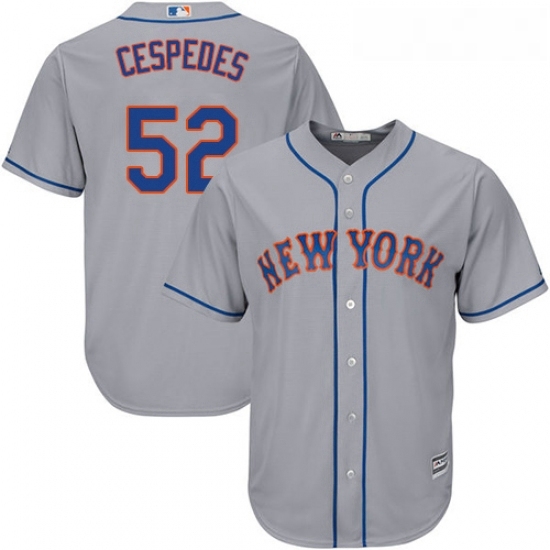 Mens Majestic New York Mets 52 Yoenis Cespedes Replica Grey Road Cool Base MLB Jersey Mens Majestic New York Mets 52 Yoenis Cespedes Replica Grey Road Cool Base MLB Jersey