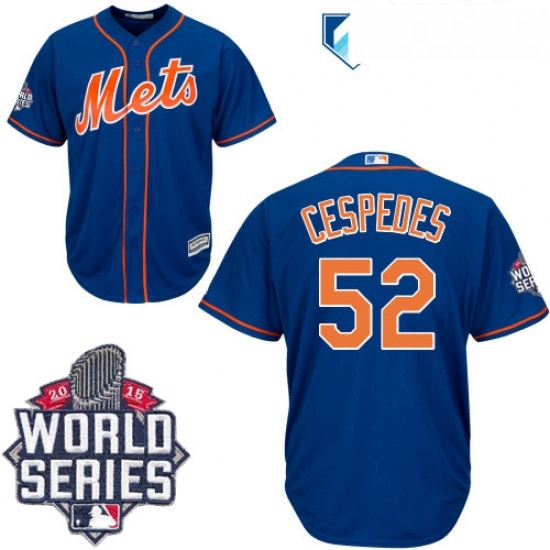 Mens Majestic New York Mets 52 Yoenis Cespedes Replica Royal Blue Alternate Home Cool Base 2015 World Series MLB Jersey Mens Majestic New York Mets 52 Yoenis Cespedes Replica Royal Blue Alternate Home Cool Base 2015 World Series MLB Jersey