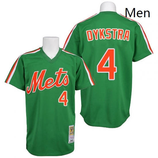 Mens Mitchell and Ness New York Mets 4 Lenny Dykstra Replica Green 1985 Throwback MLB Jersey Mens Mitchell and Ness New York Mets 4 Lenny Dykstra Replica Green 1985 Throwback MLB Jersey