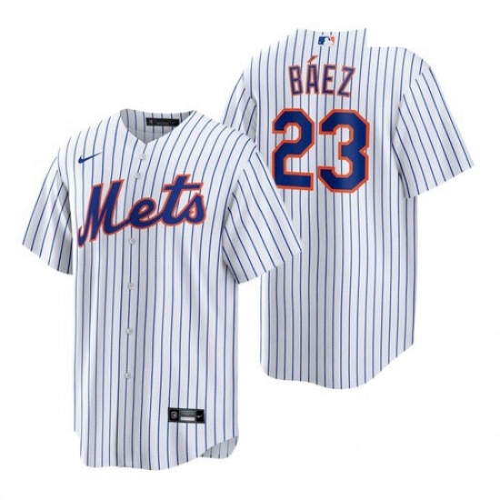 Men's New York Mets #23 Javier Baez White Replica Home Nike Jersey Men's New York Mets #23 Javier Baez White Replica Home Nike Jersey