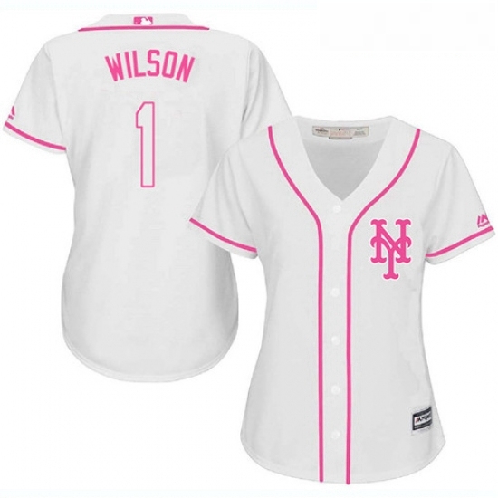 Womens Majestic New York Mets 1 Mookie Wilson Authentic White Fashion Cool Base MLB Jersey Womens Majestic New York Mets 1 Mookie Wilson Authentic White Fashion Cool Base MLB Jersey