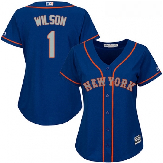 Womens Majestic New York Mets 1 Mookie Wilson Replica Royal Blue Alternate Road Cool Base MLB Jersey Womens Majestic New York Mets 1 Mookie Wilson Replica Royal Blue Alternate Road Cool Base MLB Jersey