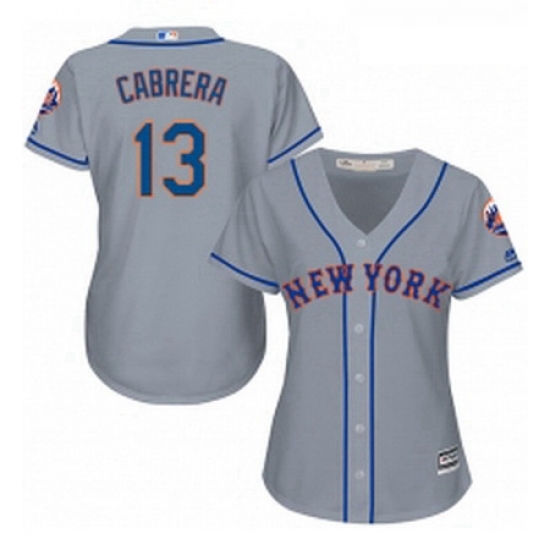 Womens Majestic New York Mets 13 Asdrubal Cabrera Authentic Grey Road Cool Base MLB Jersey Womens Majestic New York Mets 13 Asdrubal Cabrera Authentic Grey Road Cool Base MLB Jersey