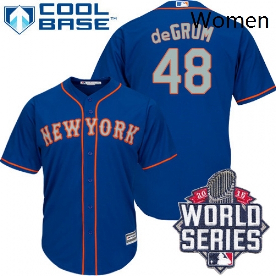 Womens Majestic New York Mets 48 Jacob deGrom Authentic BlueGrey NO 2015 World Series MLB Jersey Womens Majestic New York Mets 48 Jacob deGrom Authentic BlueGrey NO 2015 World Series MLB Jersey