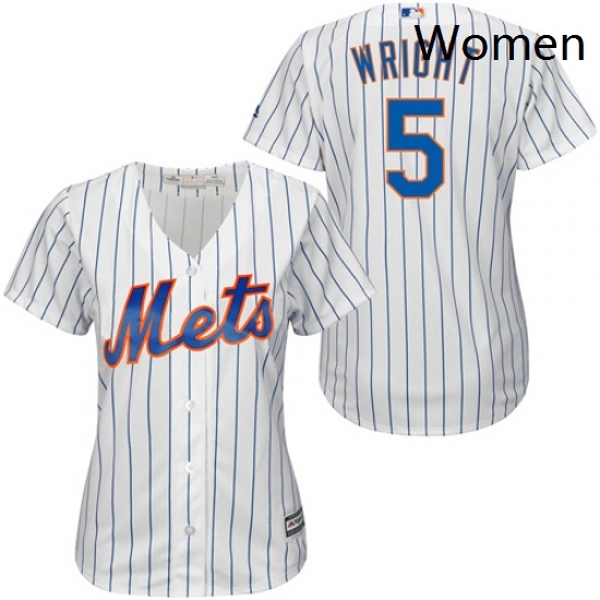 Womens Majestic New York Mets 5 David Wright Replica WhiteBlue Strip MLB Jersey Womens Majestic New York Mets 5 David Wright Replica WhiteBlue Strip MLB Jersey