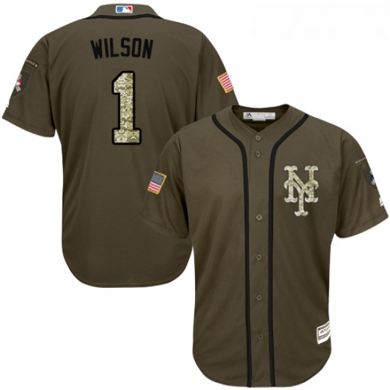 Youth Majestic New York Mets 1 Mookie Wilson Authentic Green Salute to Service MLB Jersey Youth Majestic New York Mets 1 Mookie Wilson Authentic Green Salute to Service MLB Jersey