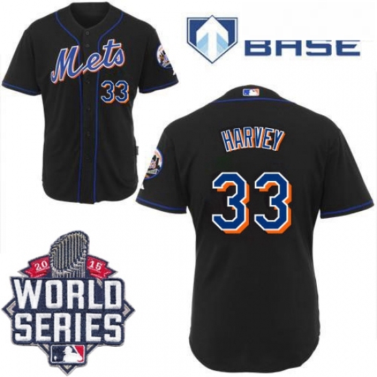 Youth Majestic New York Mets 33 Matt Harvey Replica Black Cool Base 2015 World Series MLB Jersey Youth Majestic New York Mets 33 Matt Harvey Replica Black Cool Base 2015 World Series MLB Jersey