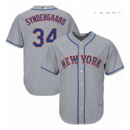 Youth Majestic New York Mets 34 Noah Syndergaard Replica Grey Road Cool Base MLB Jersey Youth Majestic New York Mets 34 Noah Syndergaard Replica Grey Road Cool Base MLB Jersey