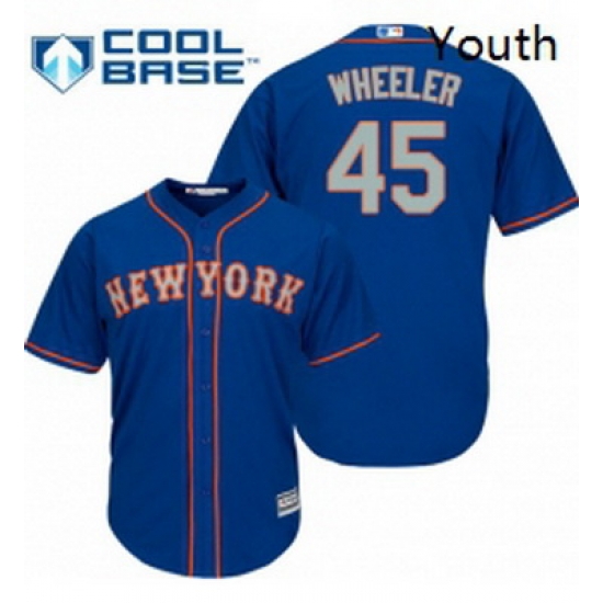 Youth Majestic New York Mets 45 Zack Wheeler Replica Royal Blue Alternate Road Cool Base MLB Jersey Youth Majestic New York Mets 45 Zack Wheeler Replica Royal Blue Alternate Road Cool Base MLB Jersey